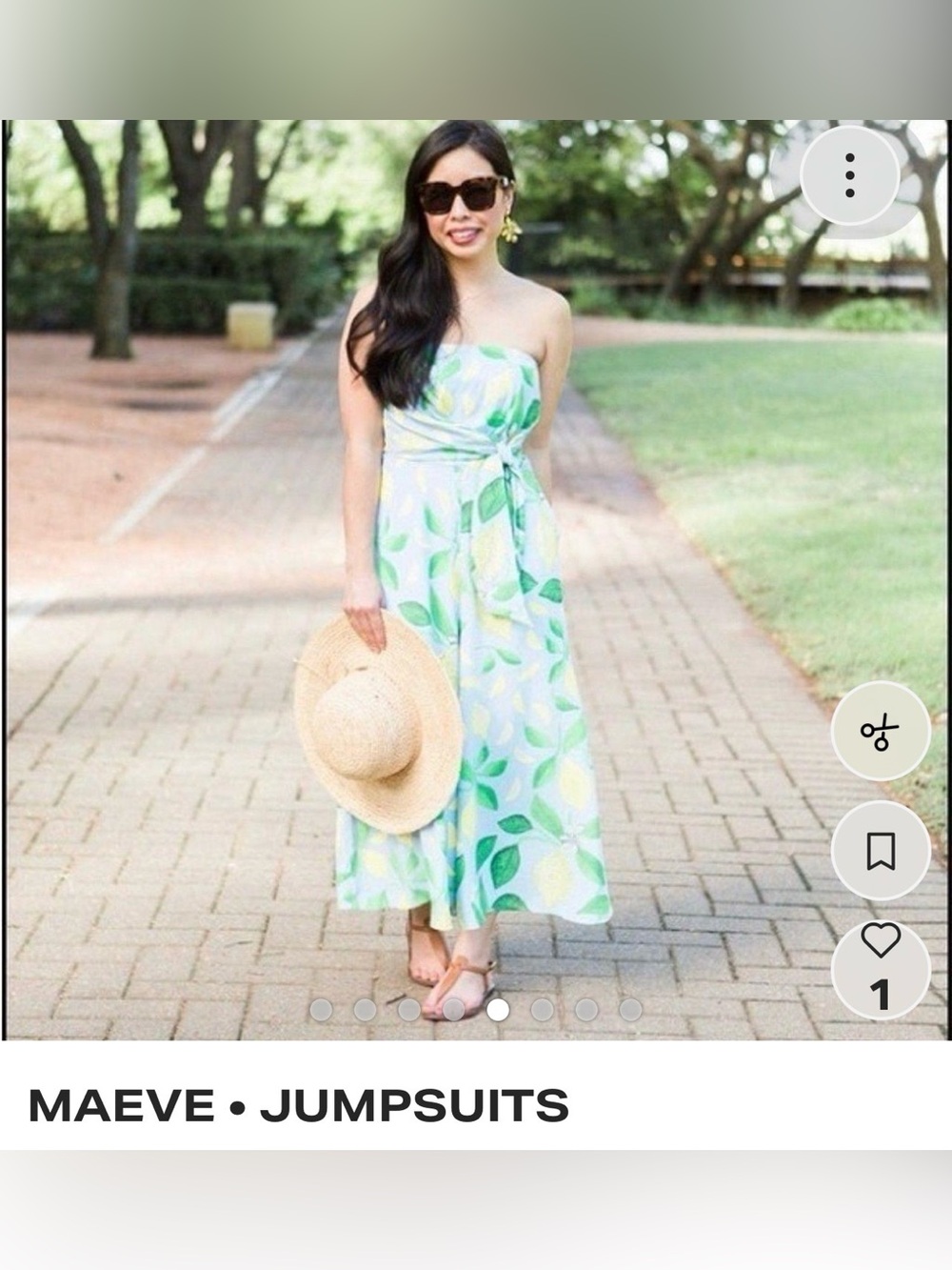 Maeve Strapless Lemon-Leaf Maxi Dress - Light Blue & Green